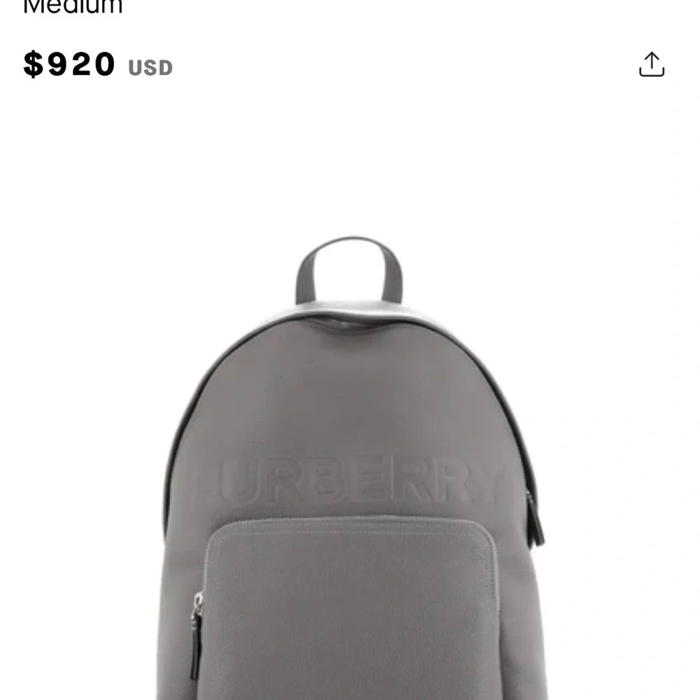 NWT Burberry Abbeydale Leather Logo Backpack Charcoal Grey - Picture 1 of 10
